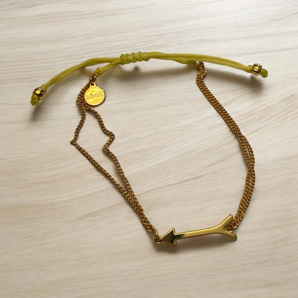 Stella and Dot Wishing Arrow Green Pull Cord Slide Stackable Charm Bracelet